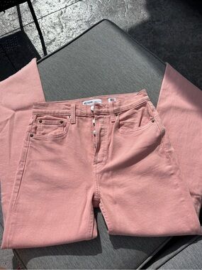 Re/Done Soft Pink High-Rise Button-Fly Jeans